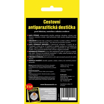 Antiparazitická destička cestovní